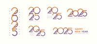 Set of new year 2025 vector illustration