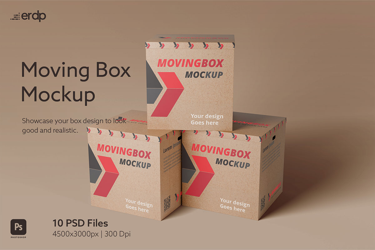 Free Moving Box Mockup rendition image