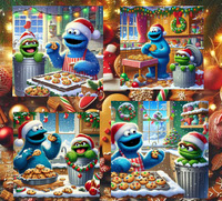 Cookie Monster and Oscar at Christmas