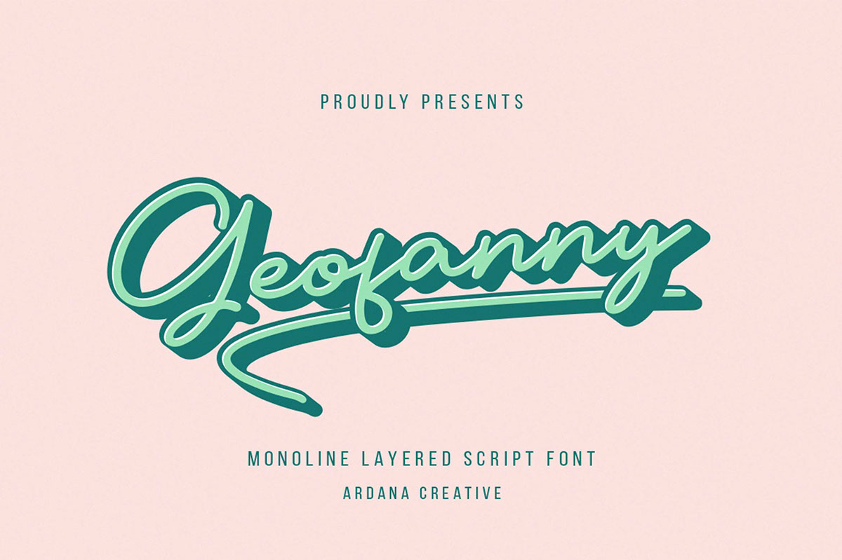 Geofanny Monoline Layered Script Font rendition image