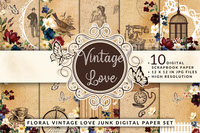 Floral Vintage Love Junk Digital Paper