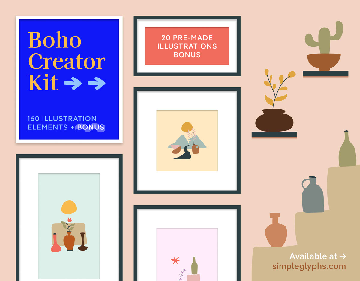 Boho Illustration Elements Creator Kit on Behance :: Behance