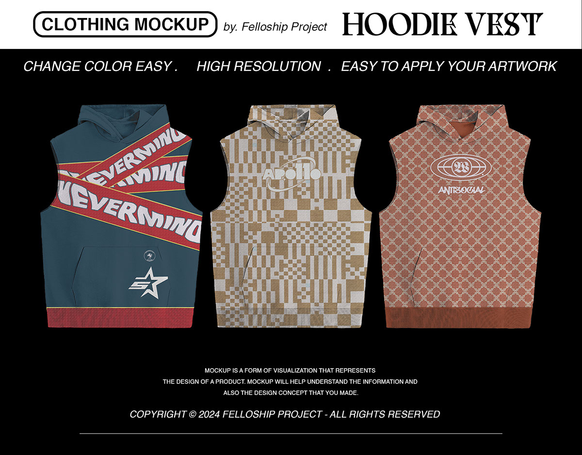 Hoodie Vest Mockup rendition image