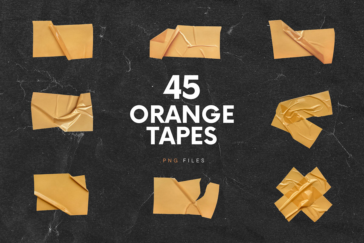 45 Orange Textured Packaging Torn Tapes rendition image