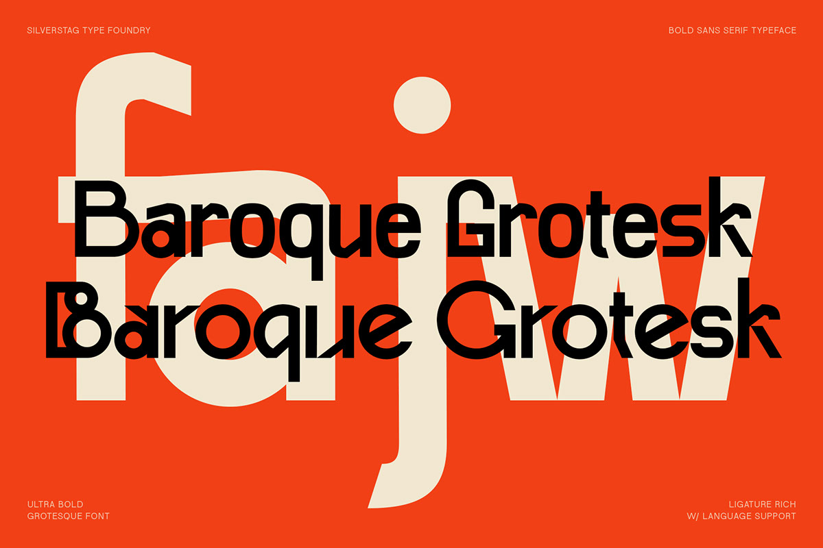 Baroque Grotesk - Ultra Bold Ligature Font rendition image