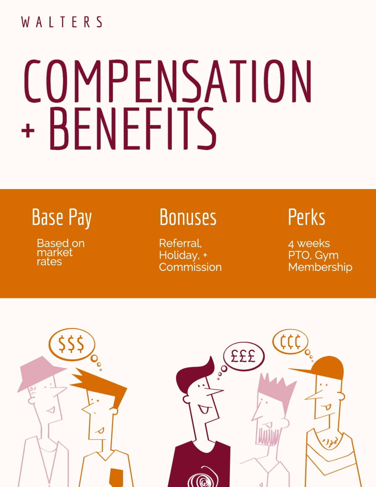 Warm Toned Illustrated Employee Handbook Compensation Brochure
