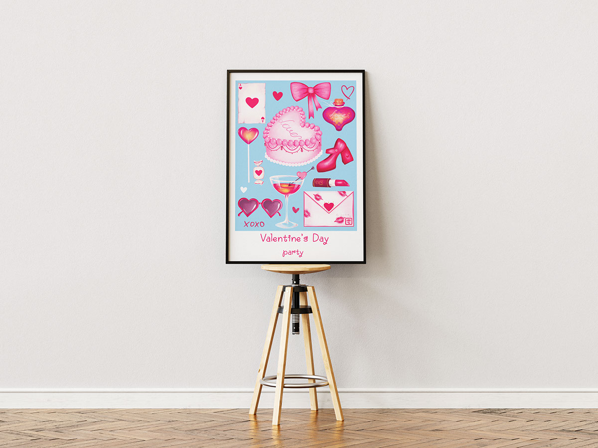 Valentines day poster blue rendition image