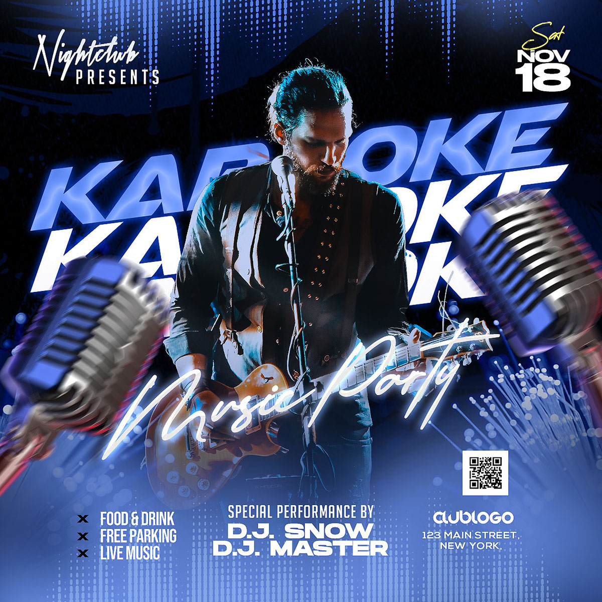 Karaoke Music Event Social Media Post PSD rendition image