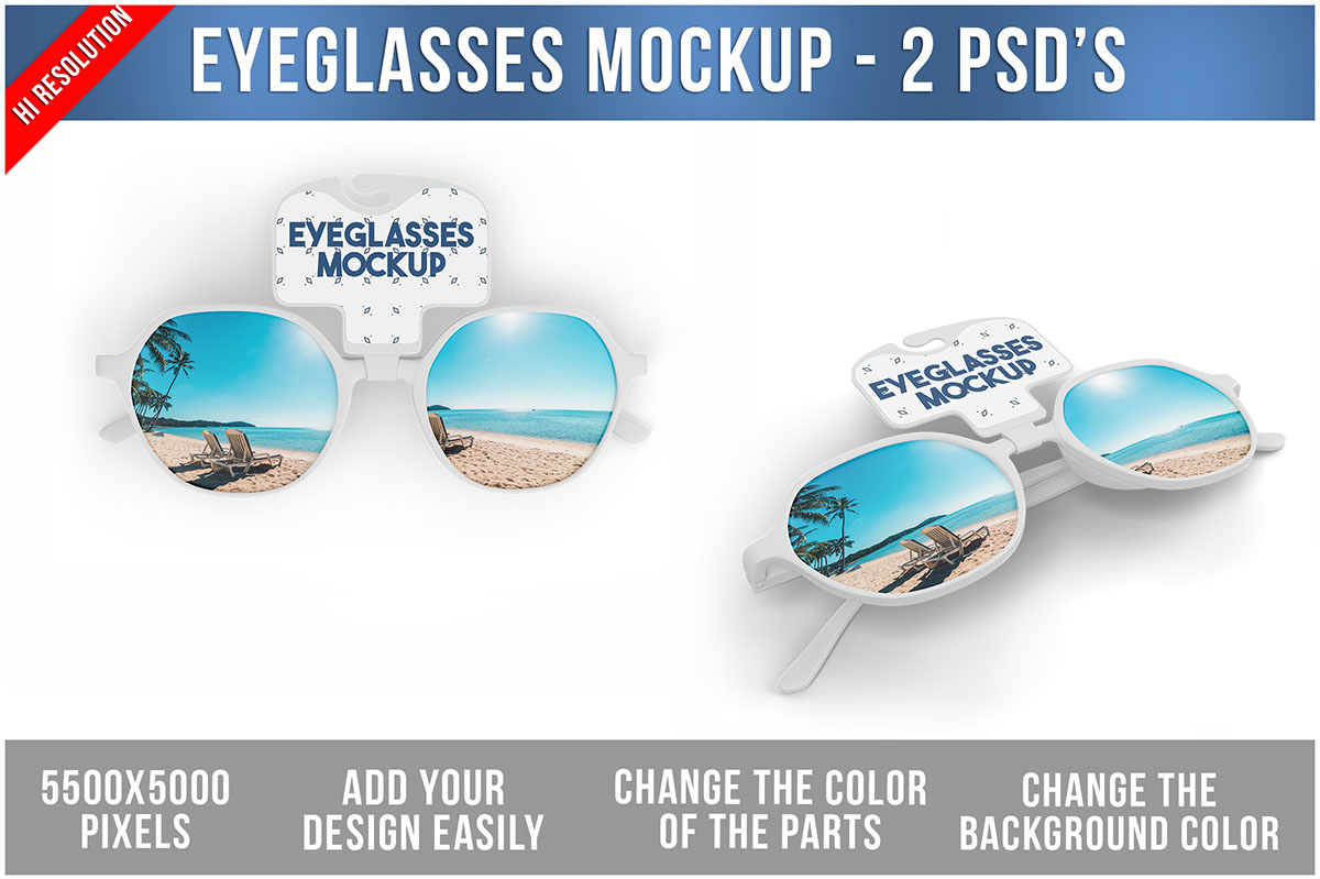 Eyeglasses with Tag Mockup rendition image
