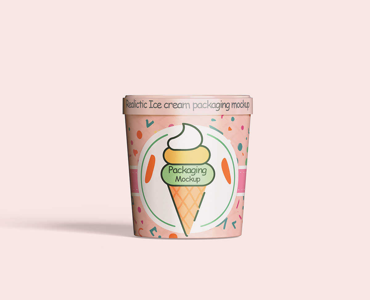 Ice cream tube packaging mockup PSD file rendition image