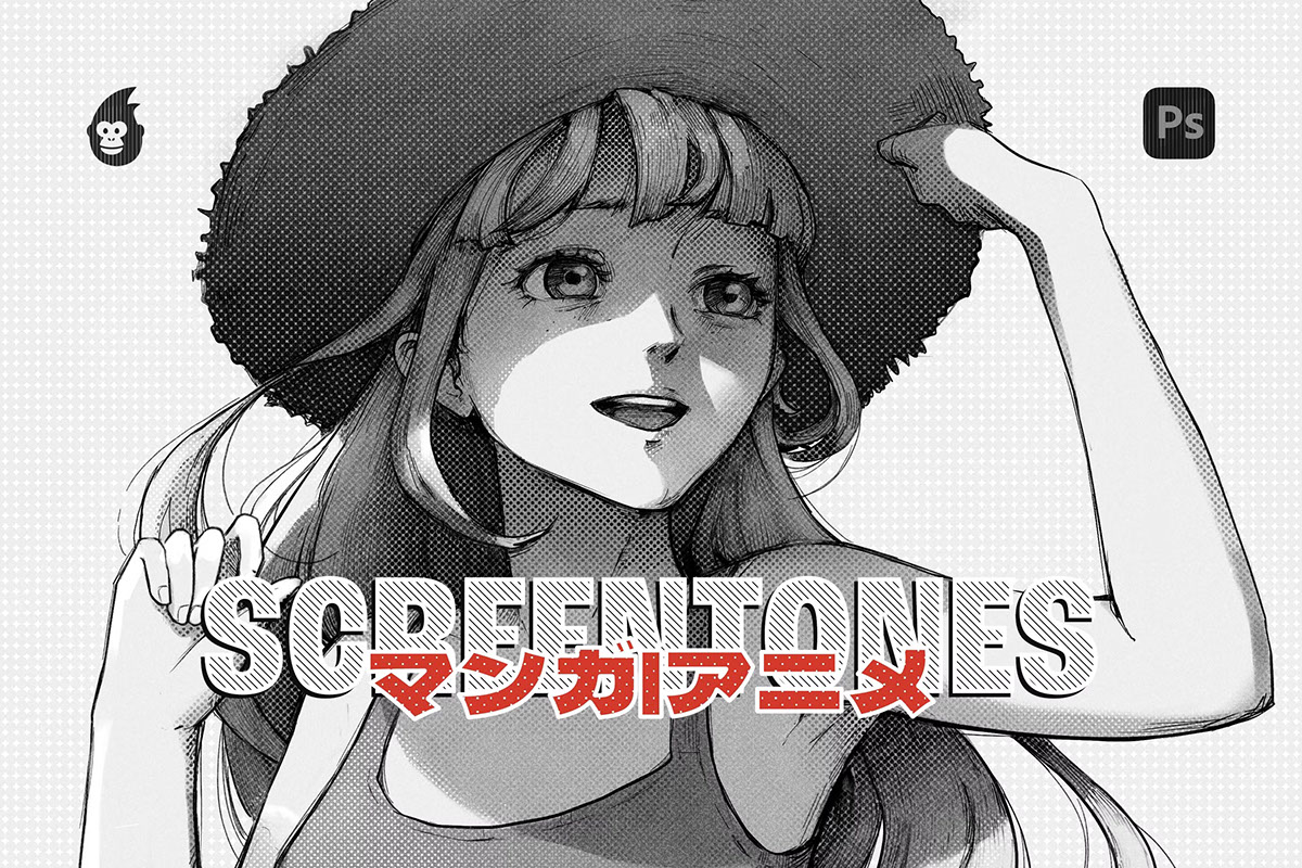 Manga Screentone Photoshop Brushes rendition image