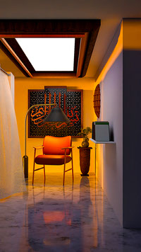 Orange hues Chair and Lamp Scene