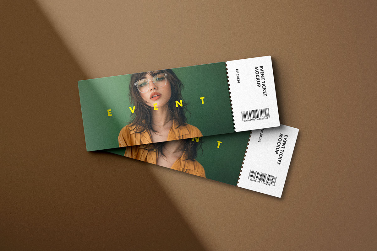 Event Ticket Mockups with Shadows rendition image