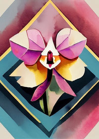 5 Art Deco Orchids portrait format 50x70cm