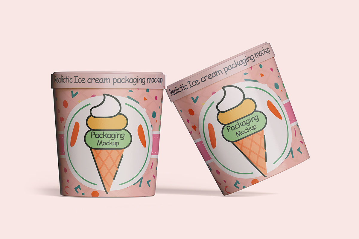 Ice cream tube packaging mockup PSD file rendition image
