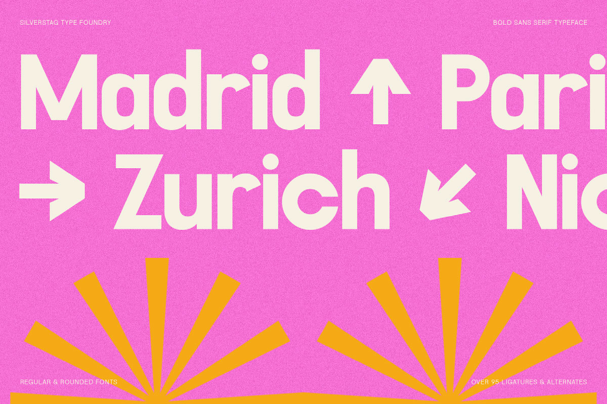 FlyBridge - Bold Ligature Rich Sans Serif Font rendition image