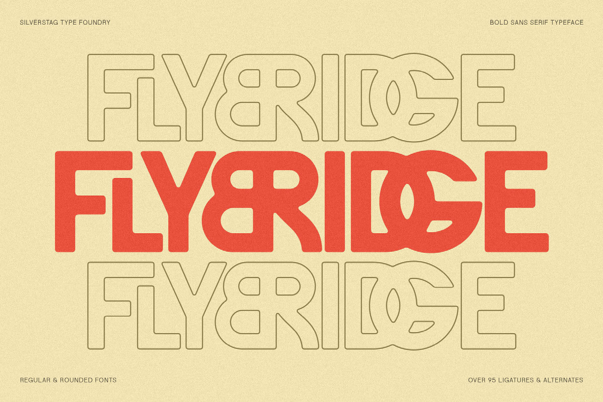 FlyBridge - Bold Ligature Rich Sans Serif Font rendition image