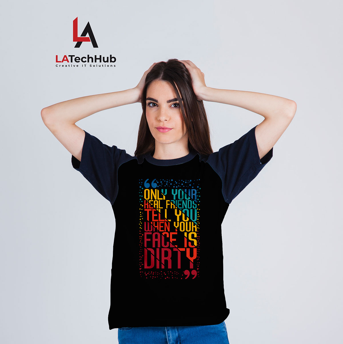 Modern Colorful T-shirt Design for women rendition image