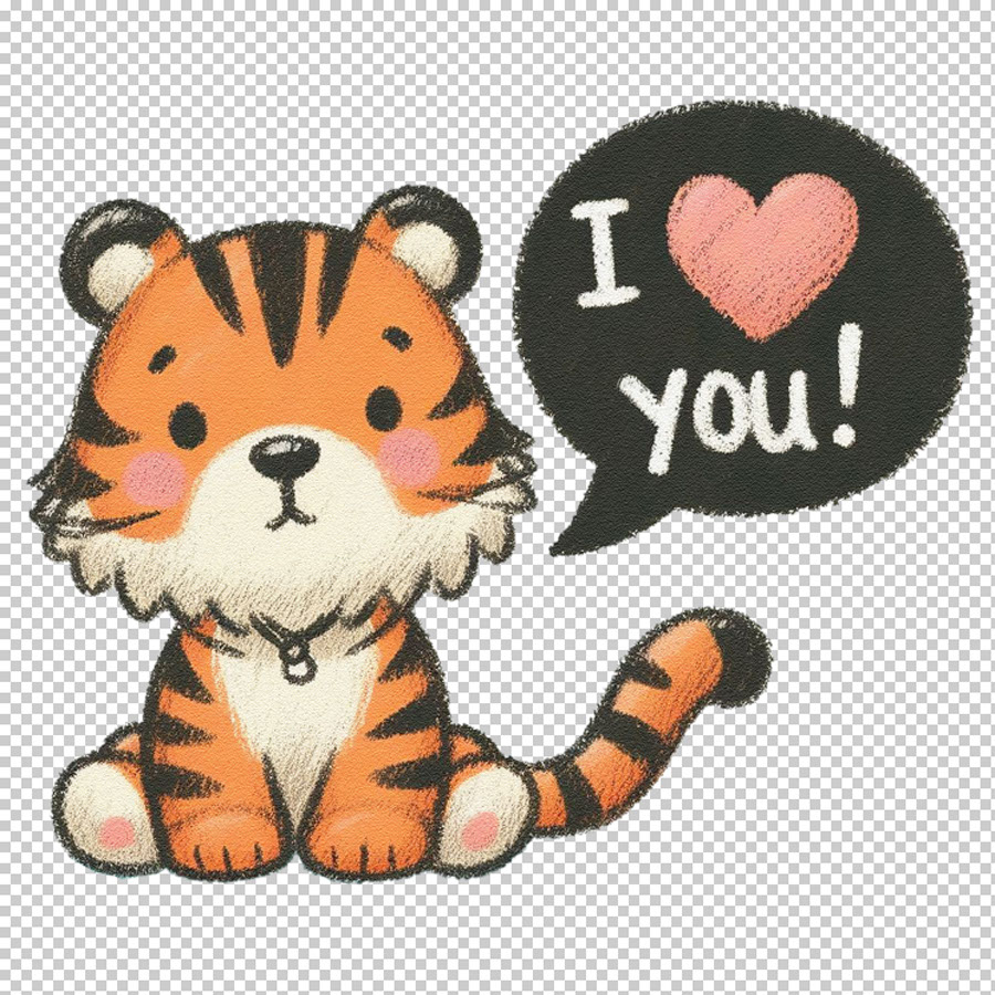 CUTE TIGER WITH SPEECH BUBBLE rendition image