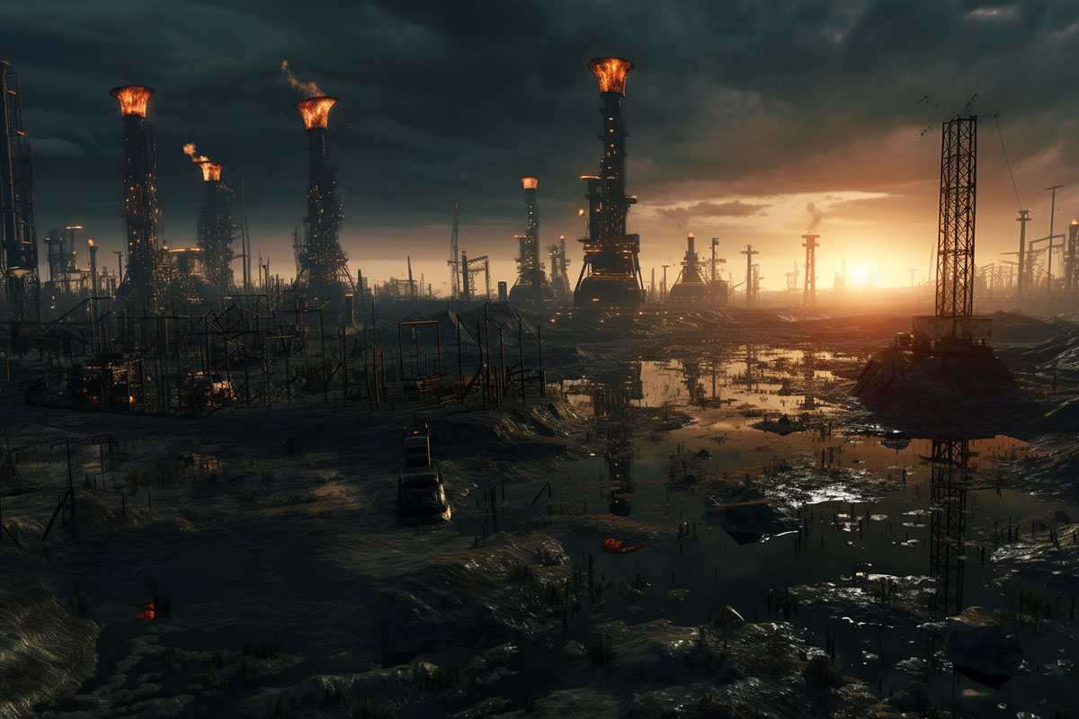 Dystopian oil field rendition image