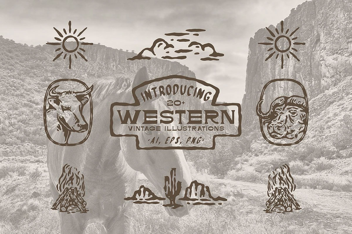 Western Vintage Illustrations rendition image