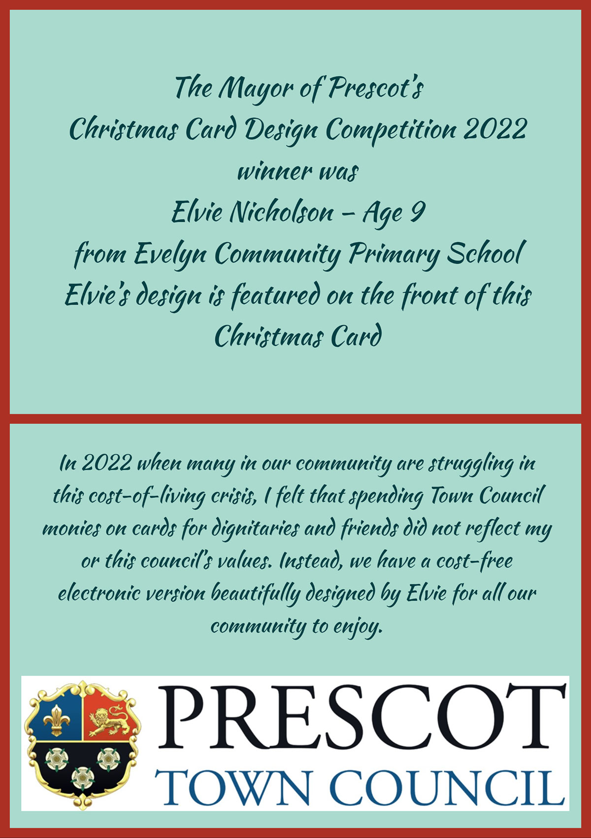 On behalf of Prescot Town Council we would like to wish you a very Merry Christmas and best wishes for the New Year from The Mayor of Prescot Cllr Joanne Burke On behalf of Prescot Town Council we would like to wish you a very Merry Christmas and best wishes for the New Year from The Mayor of Prescot Cllr Joanne Burke