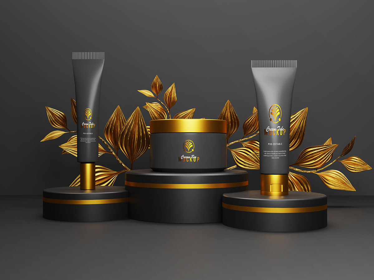 Cosmetic Product Packaging Mockup rendition image
