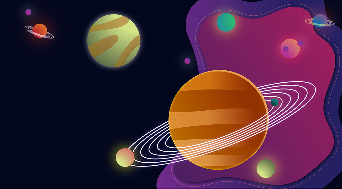 Vibrant Space-Themed Illustration of Planets and Orbits on Behance ...