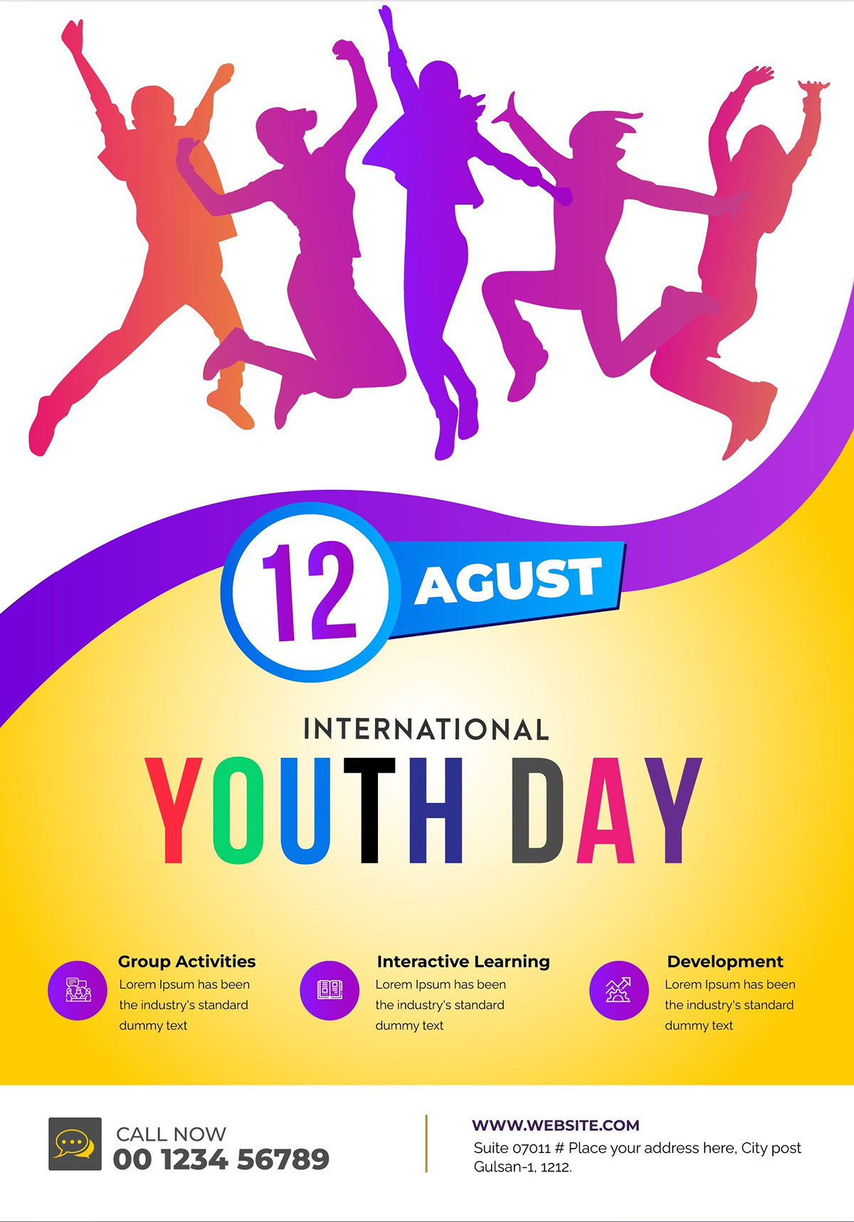 Youth day event flyer and poster rendition image