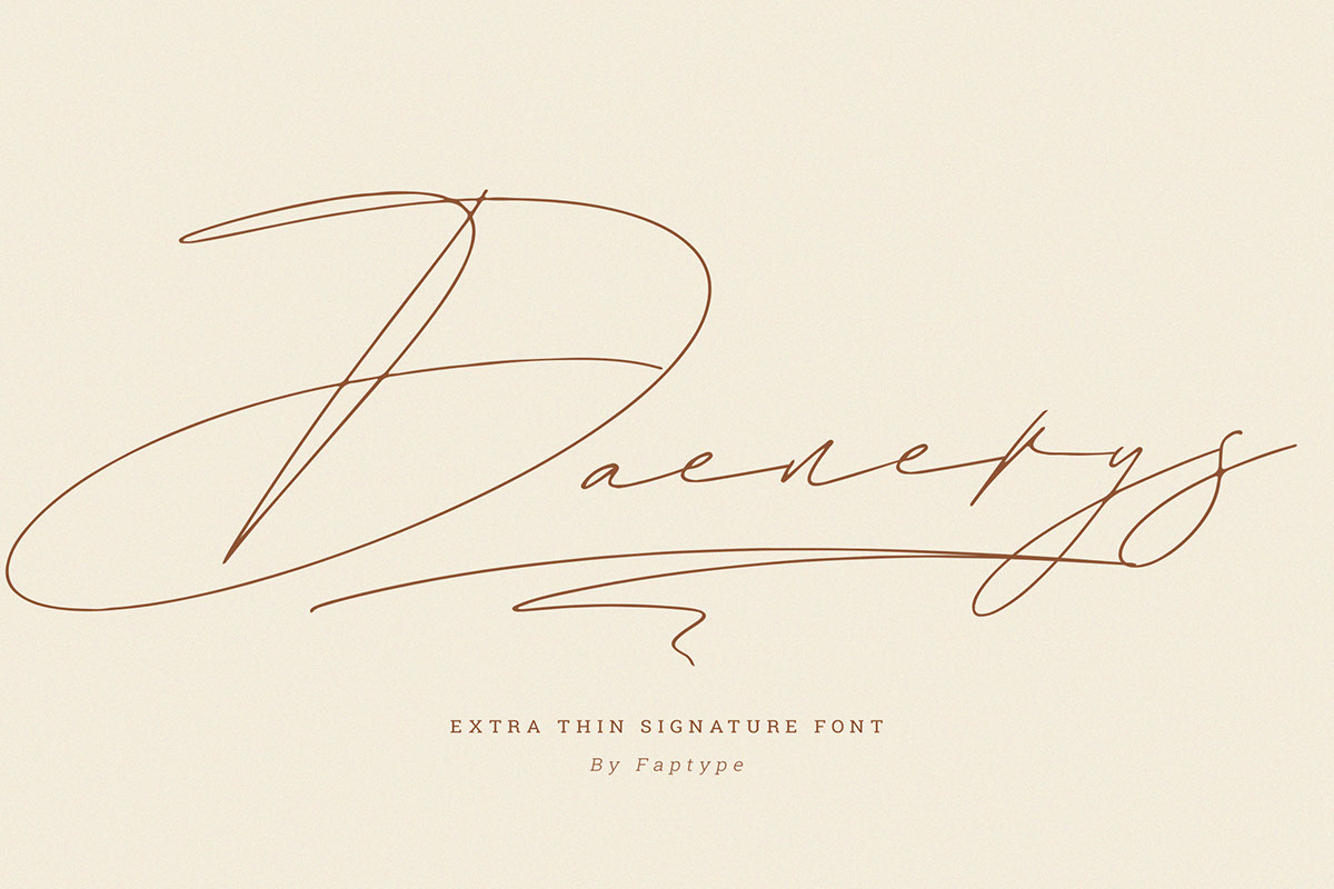 Daenerys Extra Thin Signature Font rendition image