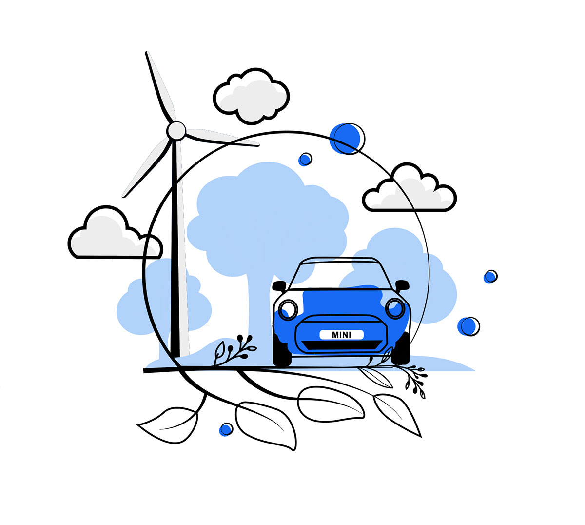 illustration-electric car-ecology rendition image