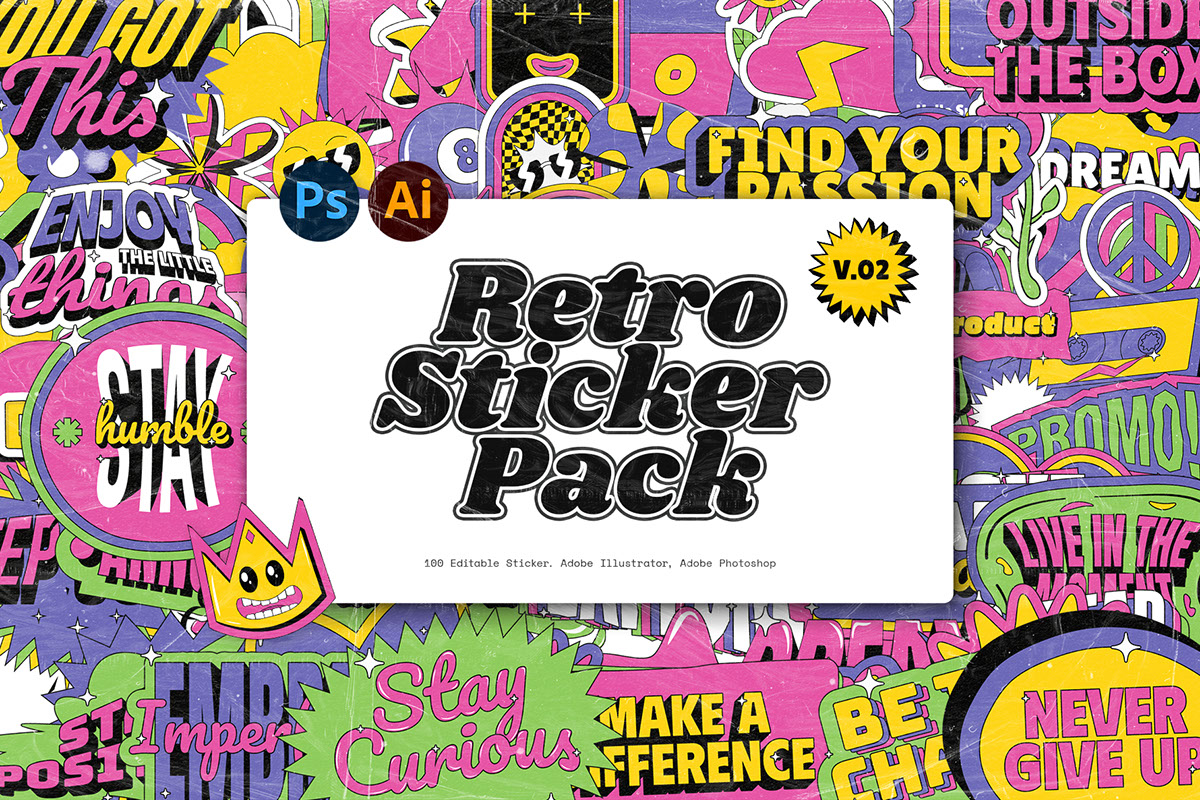 Vol 2 - Retro Sticker Pack rendition image