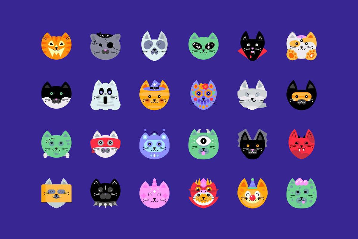 CHARACTERS SET Halloween cats P rendition image