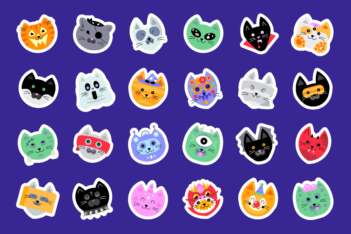 CHARACTERS SET Halloween cats P rendition image