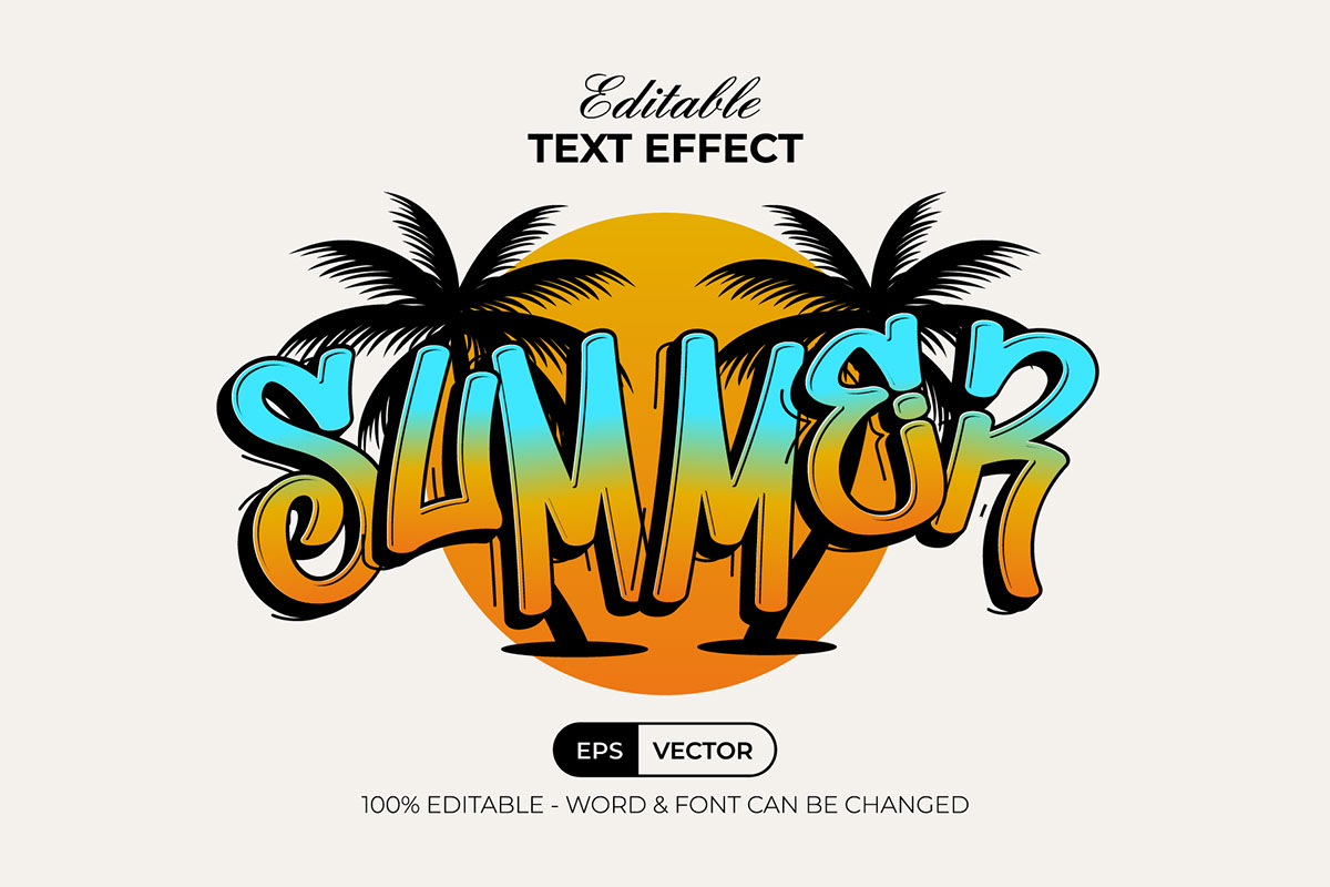 Text Effect Summer Palm rendition image