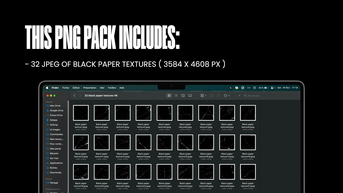 FREE 32 black paper textures grunge 4K rendition image