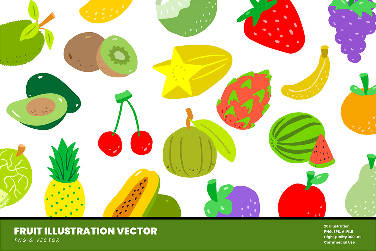 20 Fruit Illustration Vector rendition image