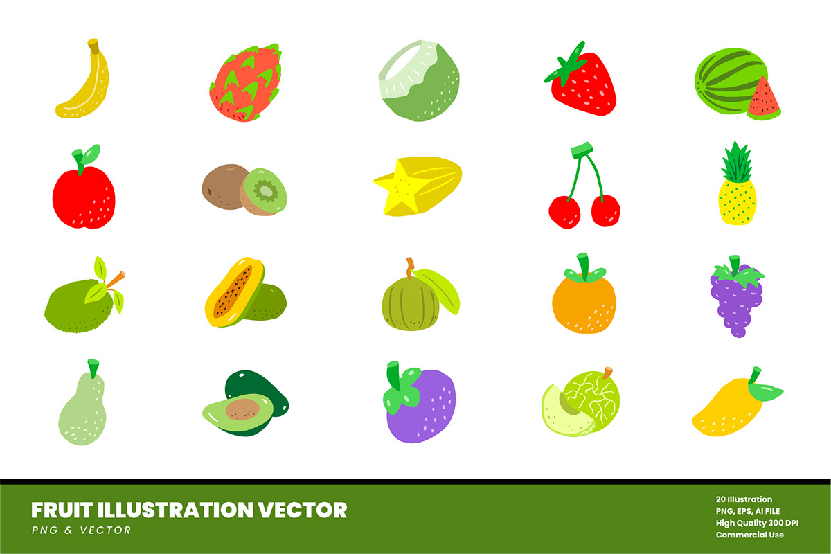 20 Fruit Illustration Vector rendition image