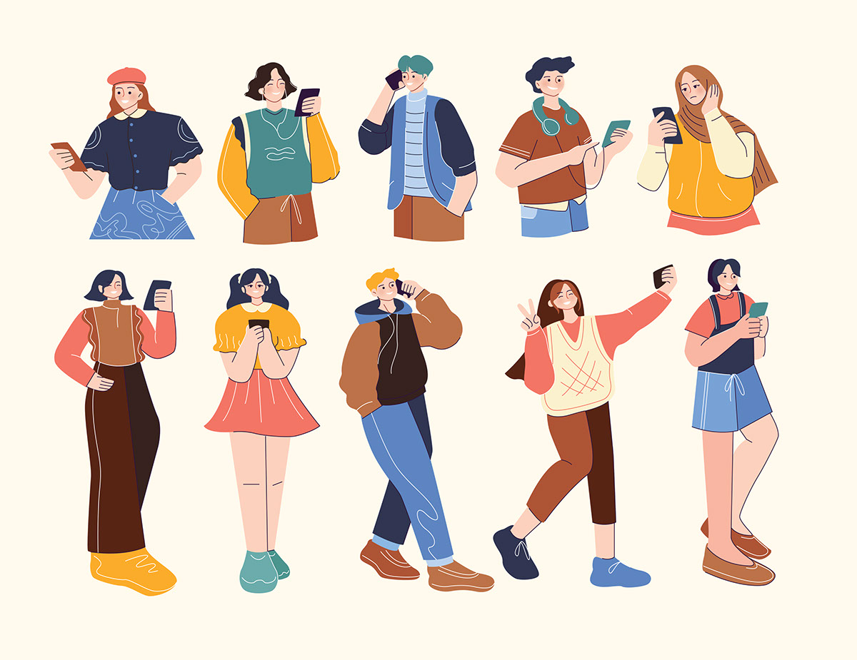 People Using Phone rendition image