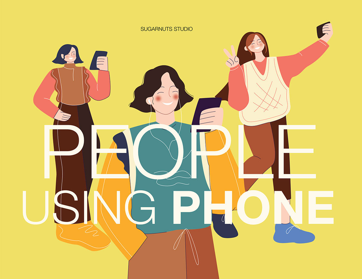 People Using Phone rendition image