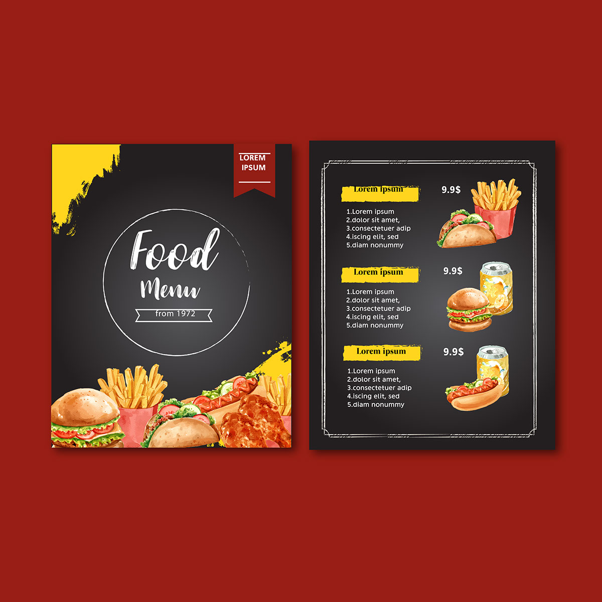 restaurant menu card design rendition image
