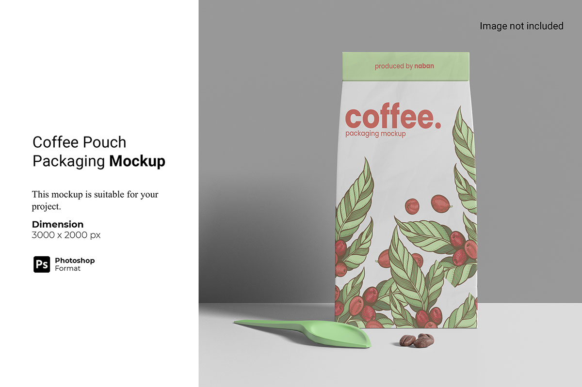 Coffee Pouch Packaging Mockup rendition image
