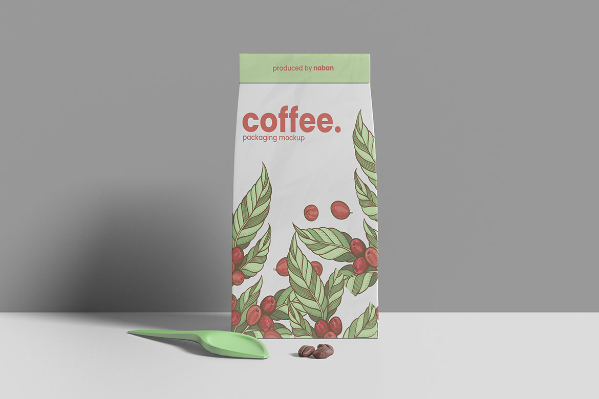 Coffee Pouch Packaging Mockup rendition image