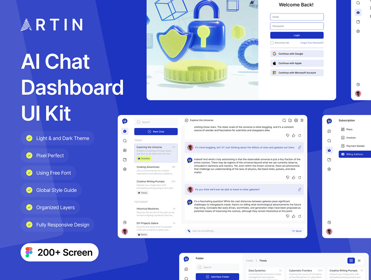ARTIN - AI Chat Dashboard UI Kit rendition image