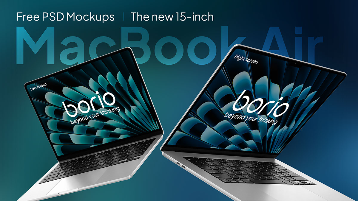 Free PSD Mockups - The new 15-inch MacBook Air rendition image