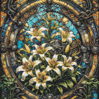 Lilies and Stained Glass Round