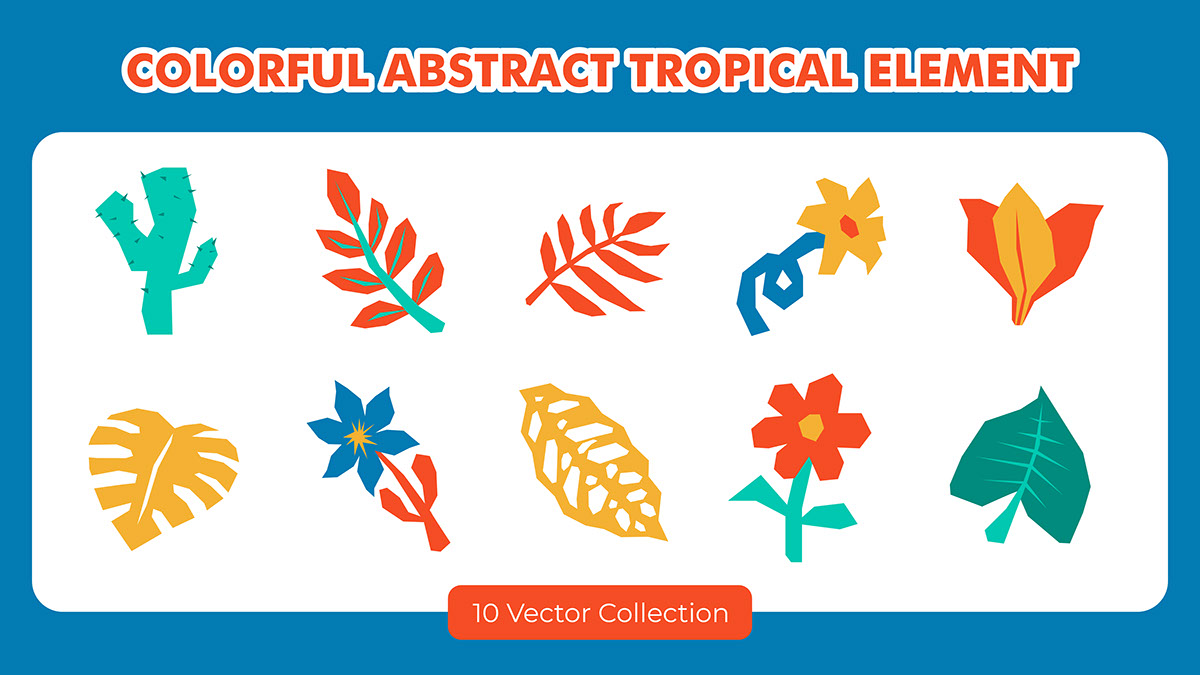 Colorful Abstract Tropical Element Set rendition image