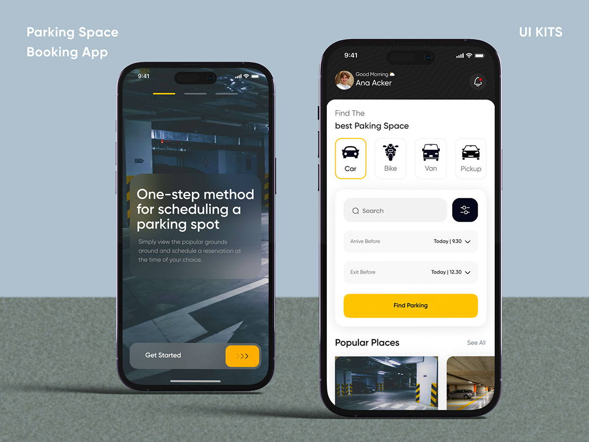 Parking Space Booking App Design Ui Kits rendition image
