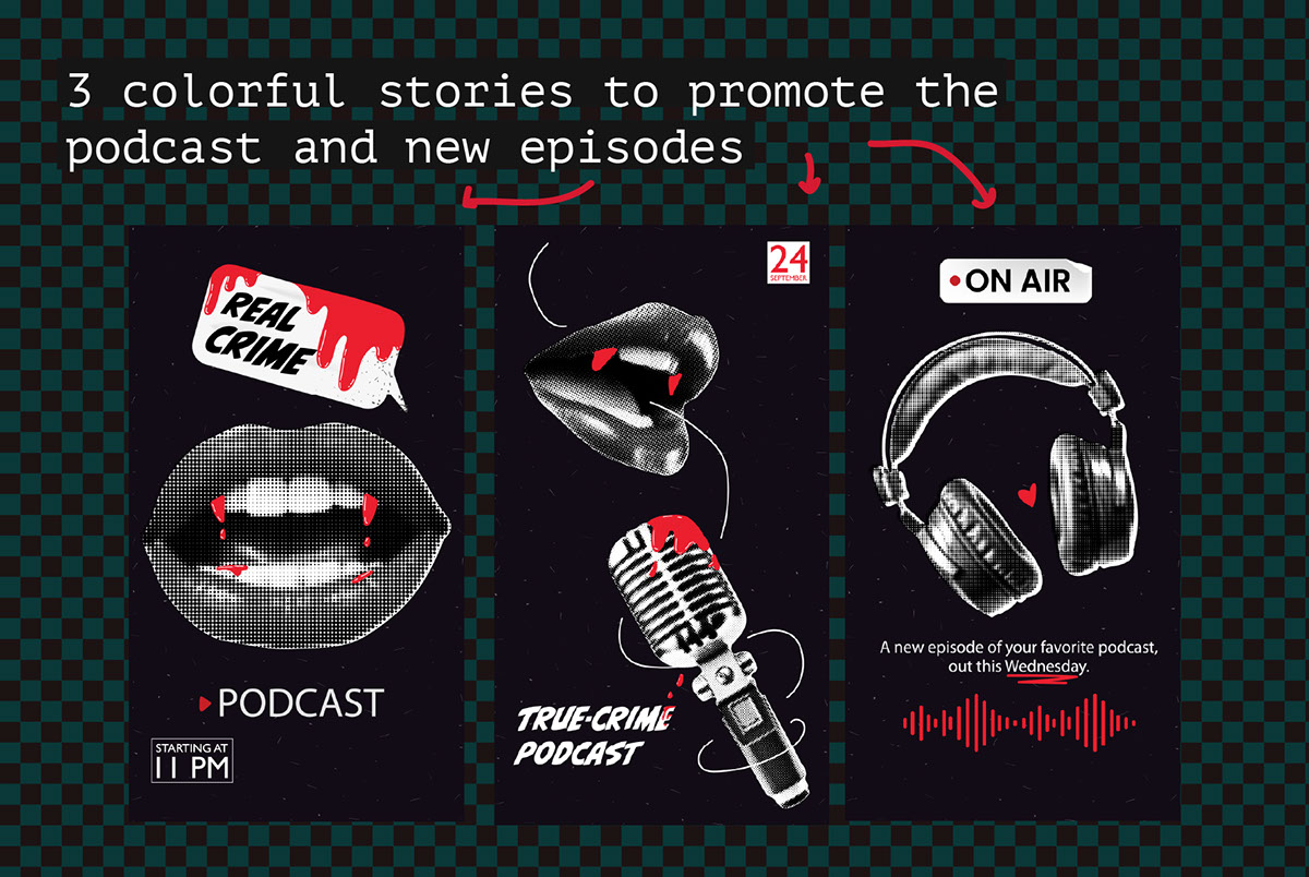 Podcast collage elements and template rendition image