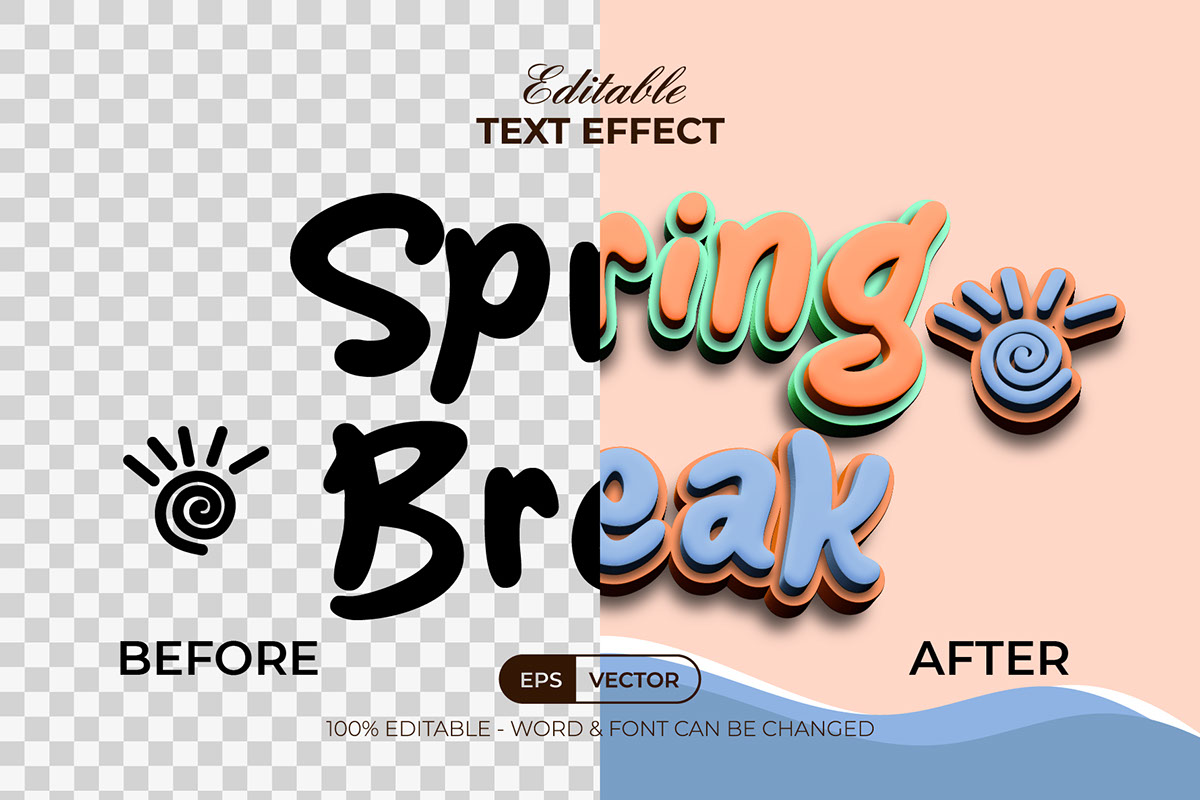 Spring Break Text Effect rendition image